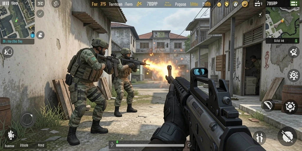 Tangkapan layar dari gameplay intens 789RP yang menunjukkan pertempuran taktis.