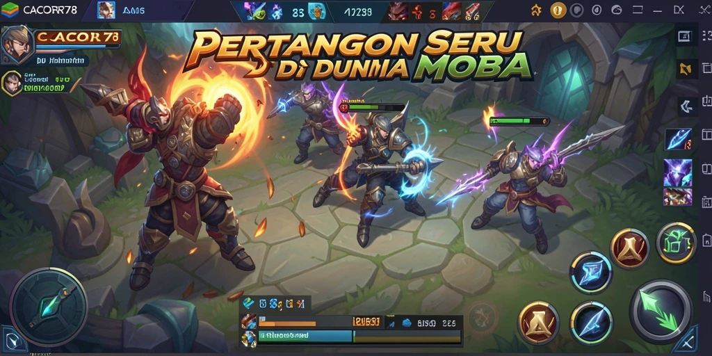 Tampilan seru dalam permainan MOBA CACOR78 yang menegangkan.