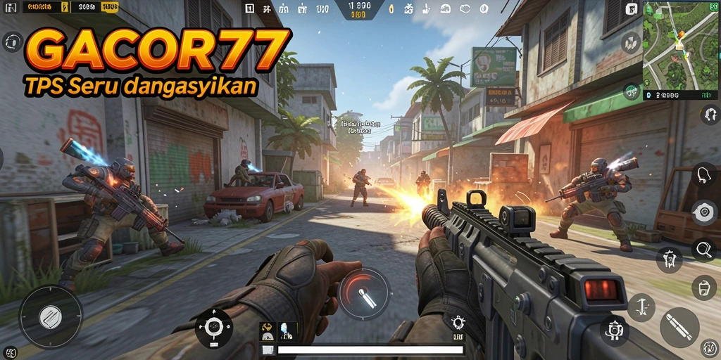 Tampilan menarik dari gameplay GACOR77 di medan perang TPS.