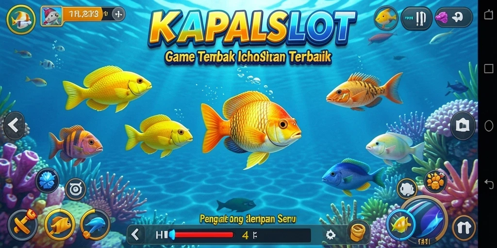 Tampilan gameplay seru dalam KAPALSLOT dengan aksi menembak ikan yang mendebarkan.