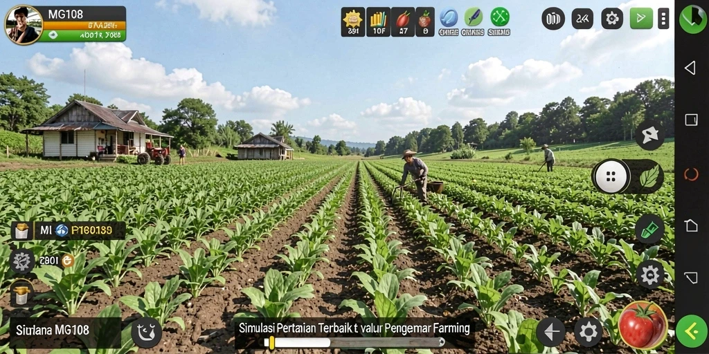 Menampilkan gameplay seru dalam pertanian virtual MG108.
