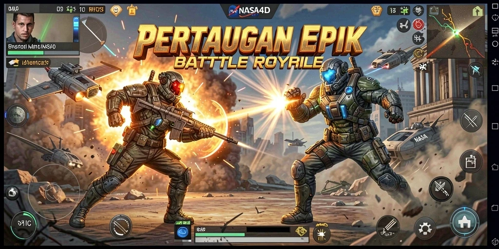 Screenshot gameplay NASA4D dengan aksi Battle Royale yang seru.