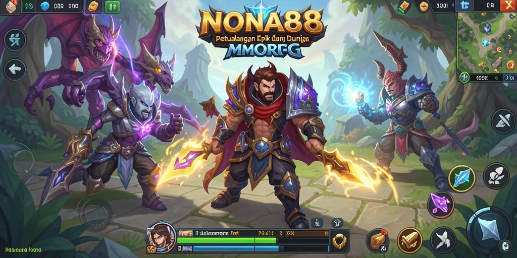 Screenshot utama NONA88 menampilkan aksi seru dalam gameplay MMORPG.