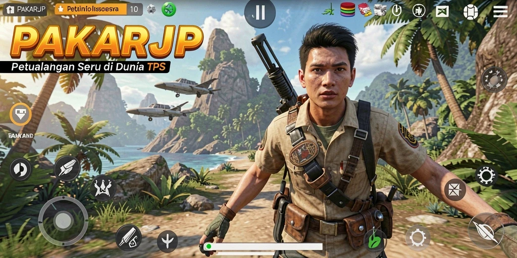 Tampilan seru dari gameplay PAKARJP dalam pertempuran TPS.