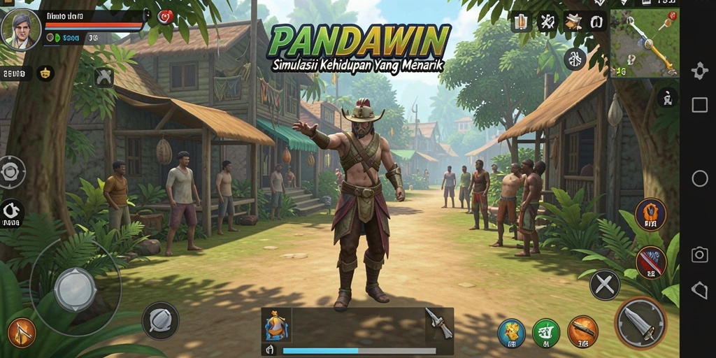 Tampilan menarik dari gameplay PANDAWIN yang menunjukkan interaksi sosial.