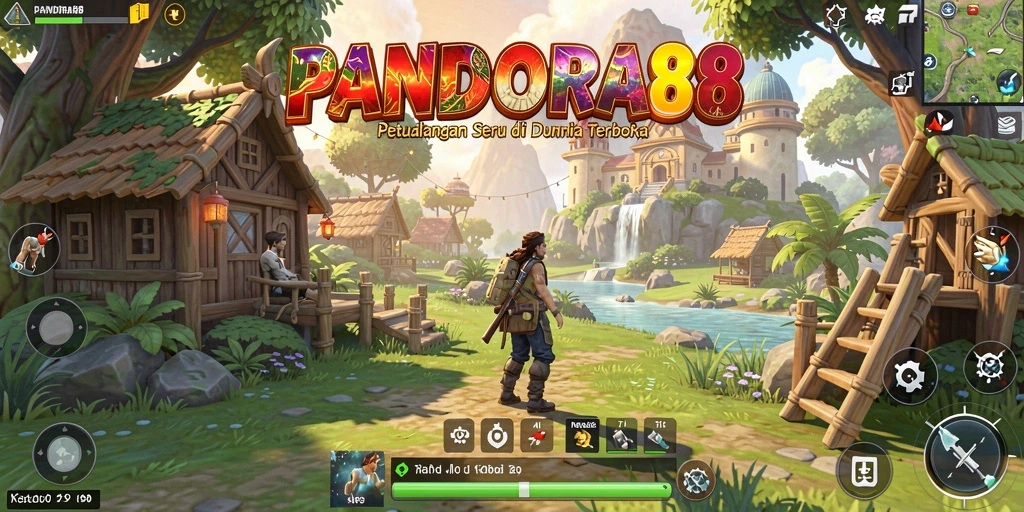 Tangkapan layar dari gameplay PANDORA88 yang menampilkan dunia terbuka yang luas.