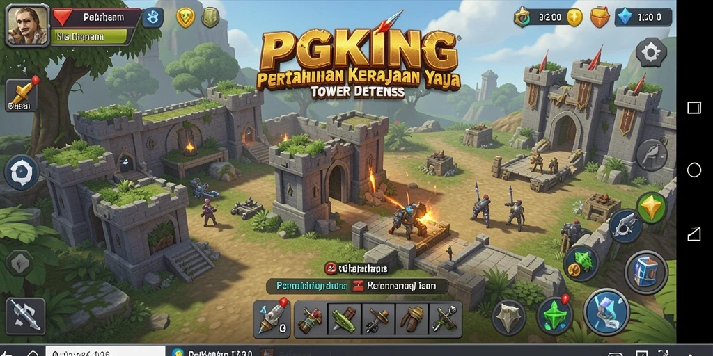 Screenshot gameplay PGKING menunjukkan strategi Tower Defense yang mendebarkan.