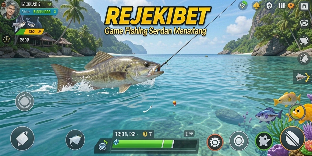 Tampilan gameplay seru dalam REJEKIBET saat menangkap ikan.