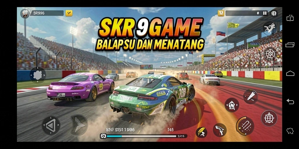 Tampilan gameplay SR996 yang penuh adrenalin dalam balapan seru.