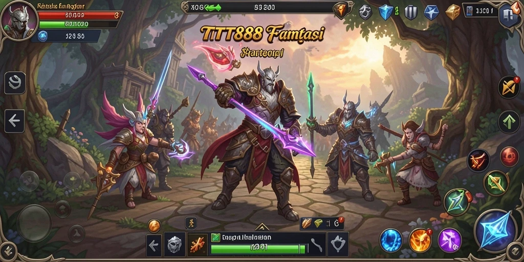 Screenshot TTT888 menampilkan aksi pertarungan RPG yang intens.