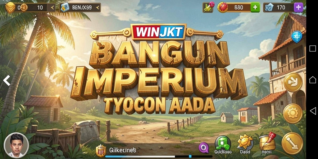 Tampilan gameplay WINJKT yang mendebarkan, menampilkan manajemen bisnis.